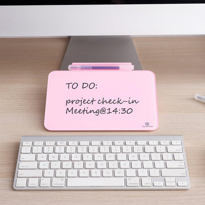 TSJ OFFICE Small Desktop Whiteboard - Glass Dry Erase Board 8 X 6 Inches Tabletop Easel Whiteboard with Stand, Desk Board Buddy for Artist, Teacher and Student