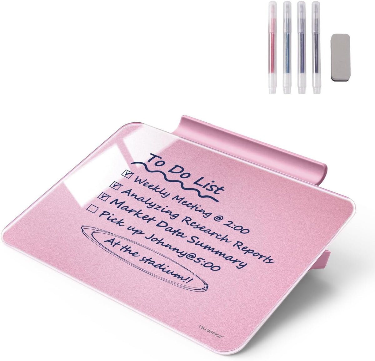 TSJ OFFICE Small Desktop Whiteboard - Glass Dry Erase Board 8 X 6 Inches Tabletop Easel Whiteboard with Stand, Desk Board Buddy for Artist, Teacher and Student