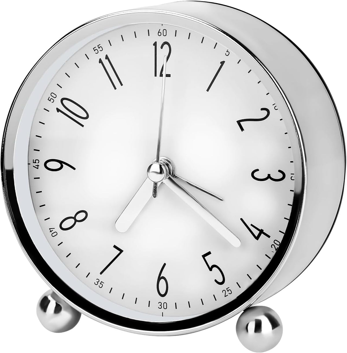 Analog Alarm Clock, 4 inch Super Silent Non Ticking Small Round Clock with Arabic Numerals Beep Sounds, Battery Operated, Lighted on Demand and Snooze, for Bedrooms Bedside Desk, Easy Set