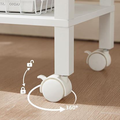 2 Tier Under Desk Printer Stand with Storage, White