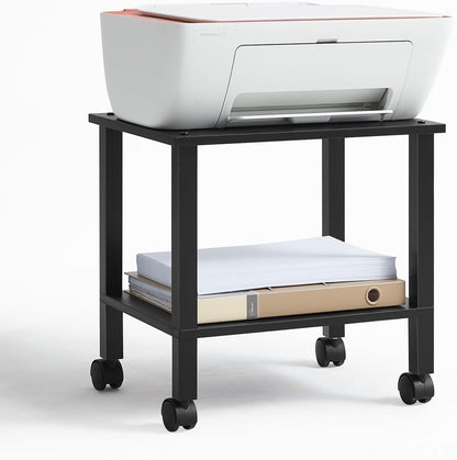 2 Tier Under Desk Printer Stand with Storage, White
