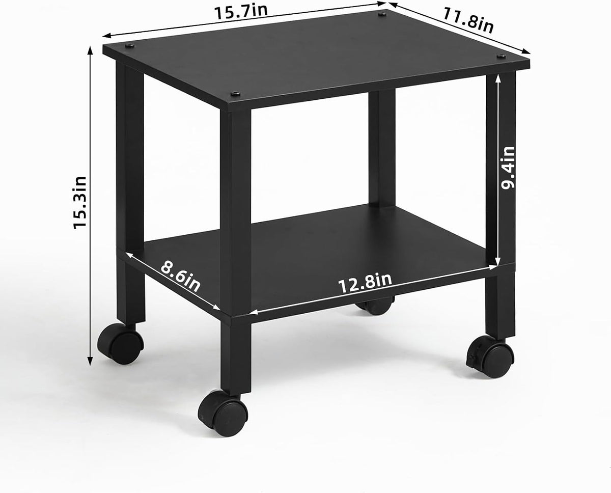 2 Tier Under Desk Printer Stand with Storage, White