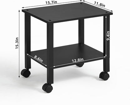 2 Tier Under Desk Printer Stand with Storage, White