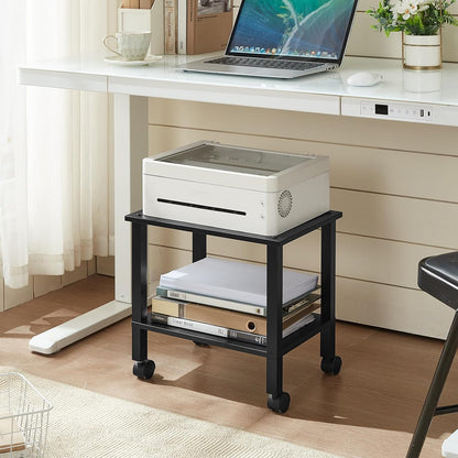 2 Tier Under Desk Printer Stand with Storage, White