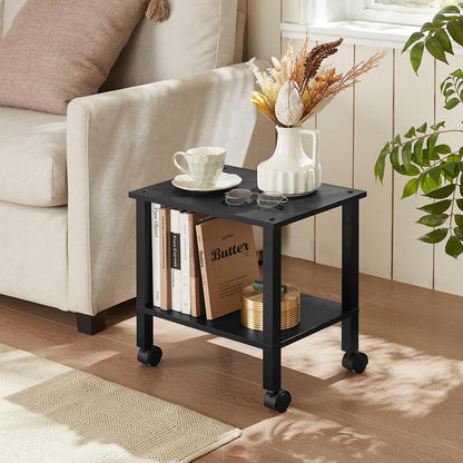 2 Tier Under Desk Printer Stand with Storage, White