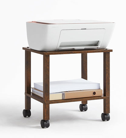 2 Tier Under Desk Printer Stand with Storage, White