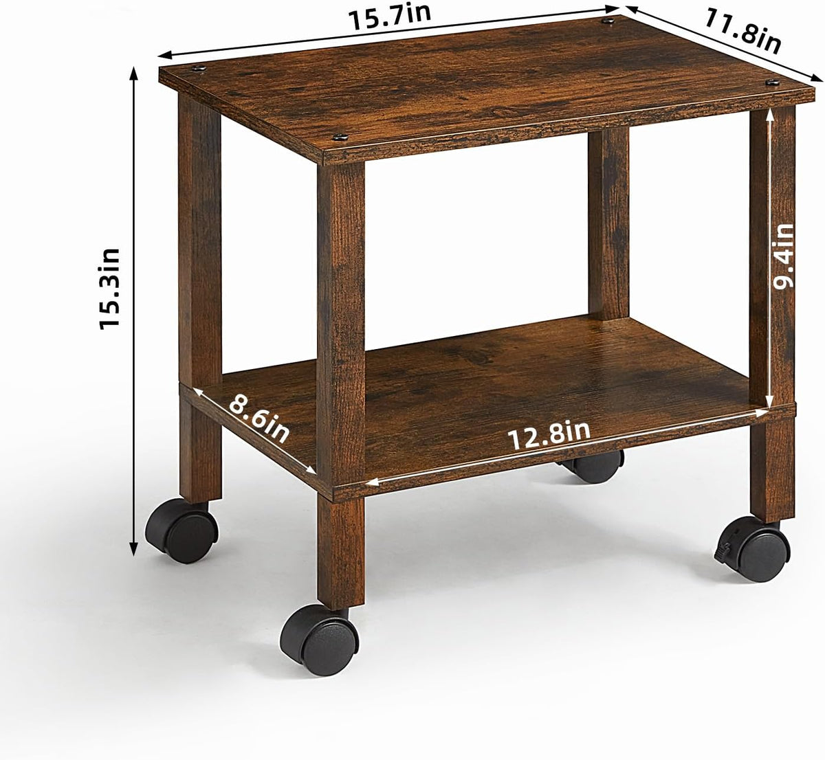2 Tier Under Desk Printer Stand with Storage, White