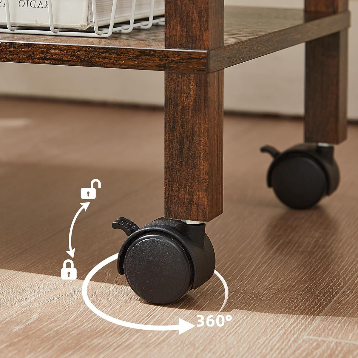 2 Tier Under Desk Printer Stand with Storage, White