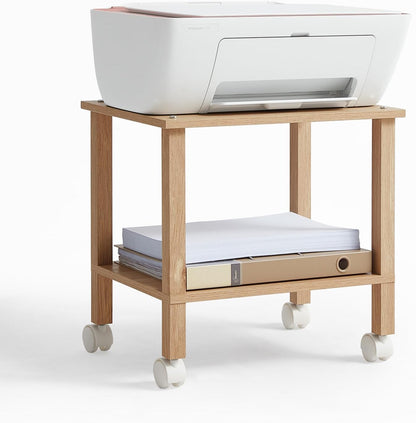 2 Tier Under Desk Printer Stand with Storage, White