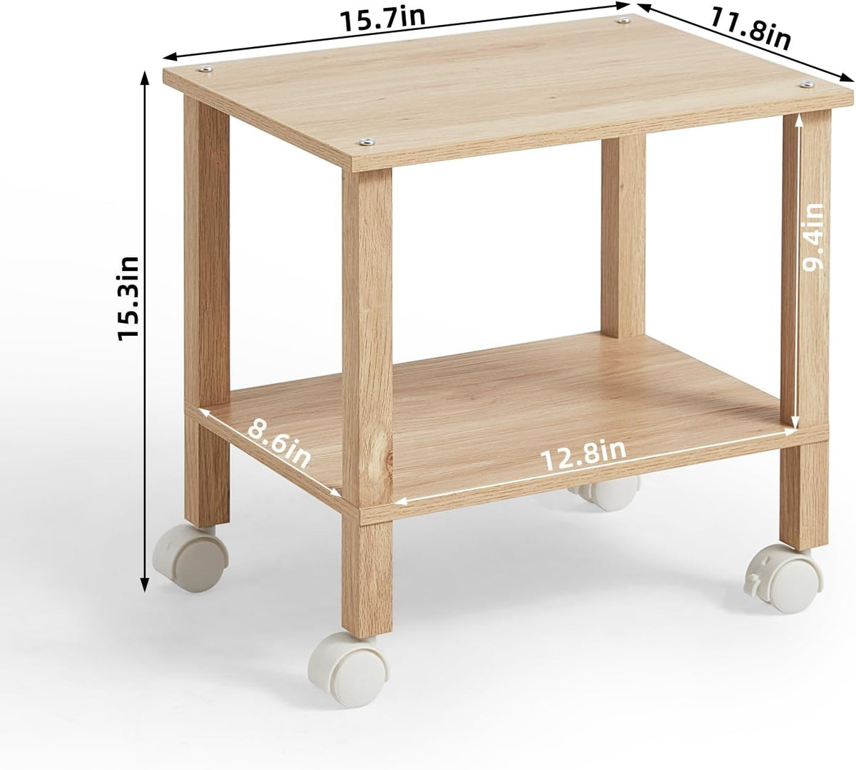 2 Tier Under Desk Printer Stand with Storage, White