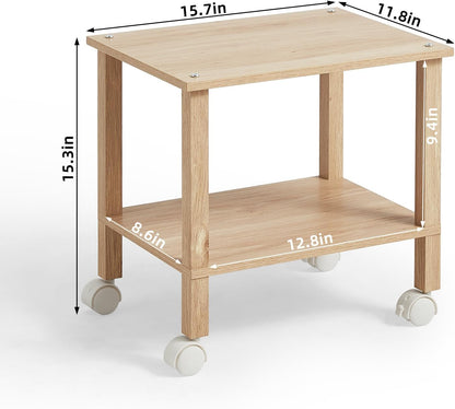2 Tier Under Desk Printer Stand with Storage, White