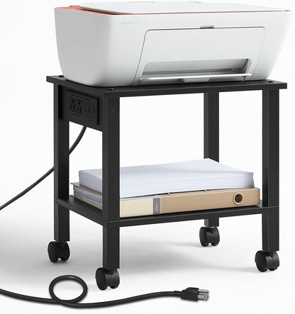 2 Tier Under Desk Printer Stand with Storage, White