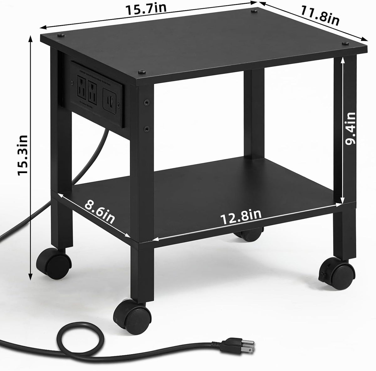 2 Tier Under Desk Printer Stand with Storage, White