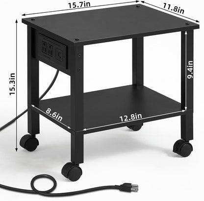 2 Tier Under Desk Printer Stand with Storage, White