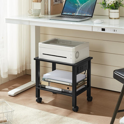 2 Tier Under Desk Printer Stand with Storage, White