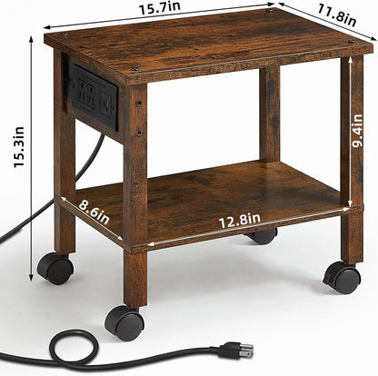 2 Tier Under Desk Printer Stand with Storage, White