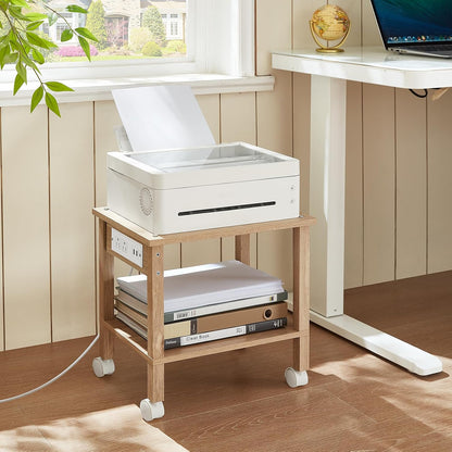 2 Tier Under Desk Printer Stand with Storage, White