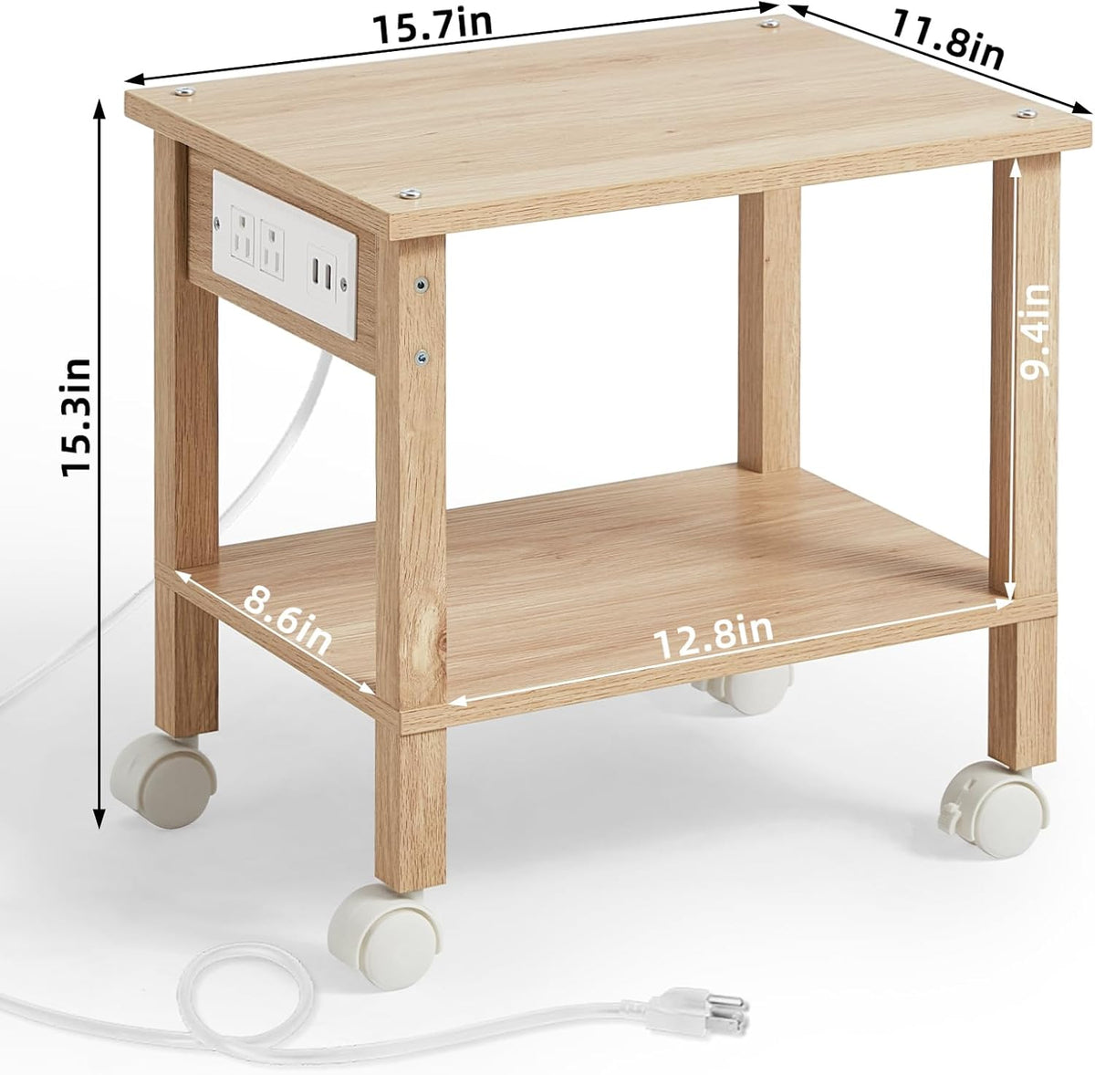 2 Tier Under Desk Printer Stand with Storage, White
