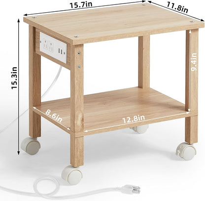 2 Tier Under Desk Printer Stand with Storage, White