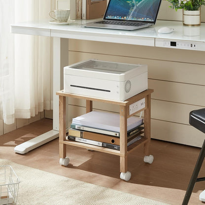 2 Tier Under Desk Printer Stand with Storage, White