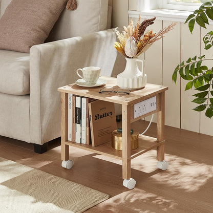 2 Tier Under Desk Printer Stand with Storage, White