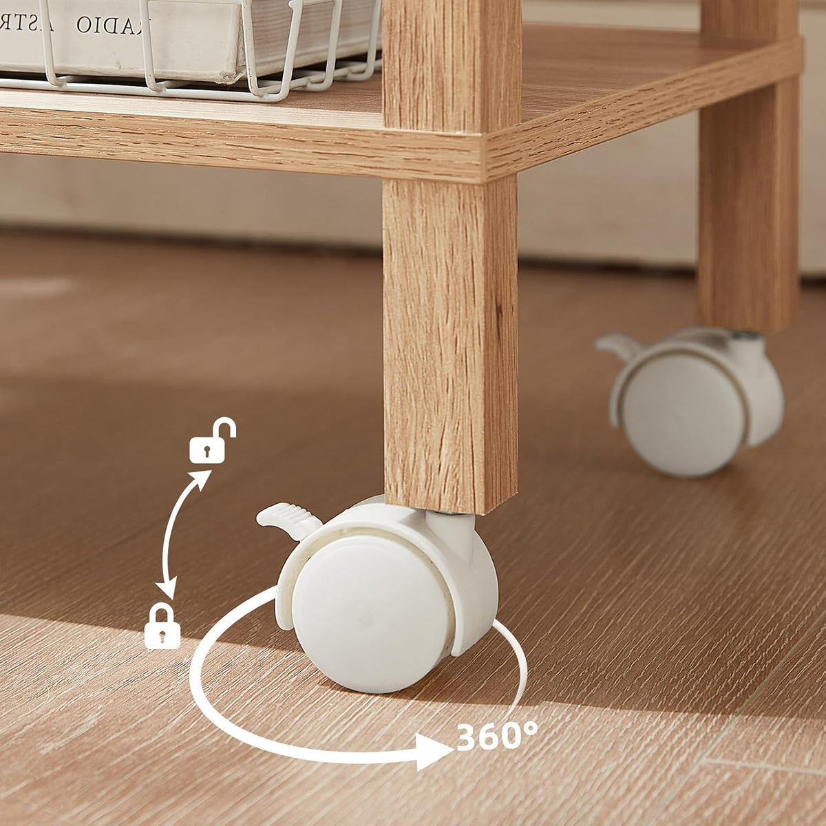 2 Tier Under Desk Printer Stand with Storage, White