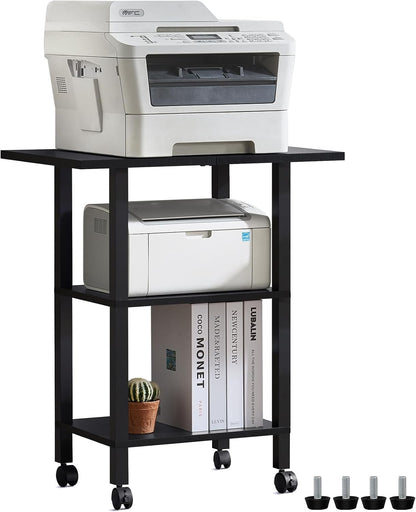 2 Tier Under Desk Printer Stand with Storage, White