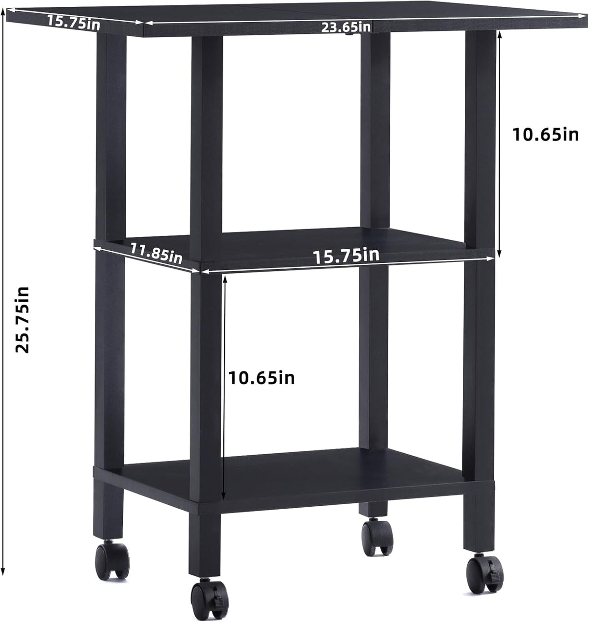 2 Tier Under Desk Printer Stand with Storage, White