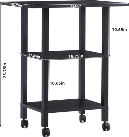 2 Tier Under Desk Printer Stand with Storage, White