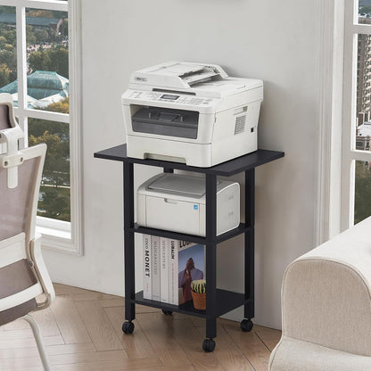 2 Tier Under Desk Printer Stand with Storage, White