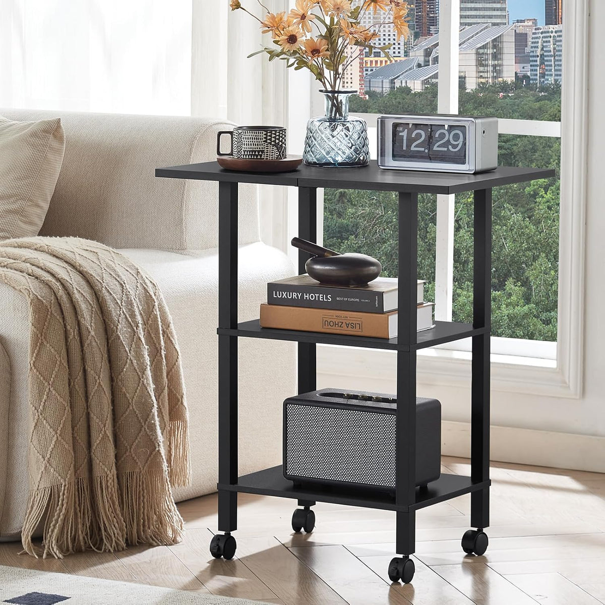 2 Tier Under Desk Printer Stand with Storage, White