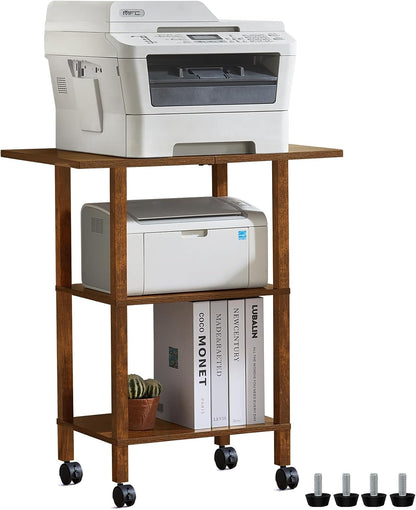 2 Tier Under Desk Printer Stand with Storage, White