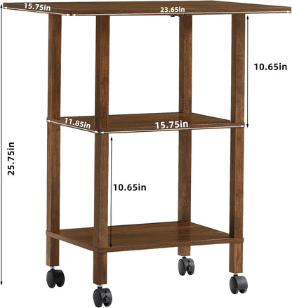 2 Tier Under Desk Printer Stand with Storage, White