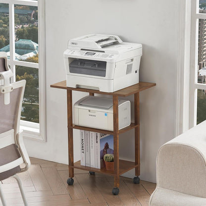2 Tier Under Desk Printer Stand with Storage, White
