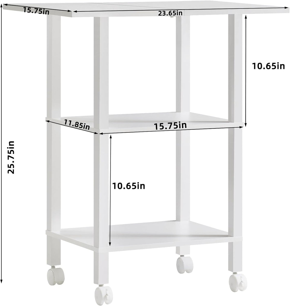 2 Tier Under Desk Printer Stand with Storage, White