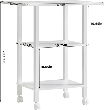 2 Tier Under Desk Printer Stand with Storage, White