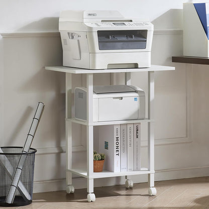 2 Tier Under Desk Printer Stand with Storage, White