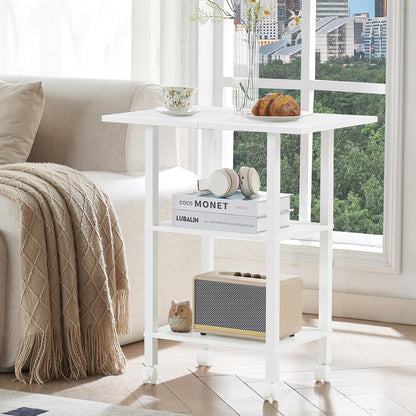 2 Tier Under Desk Printer Stand with Storage, White