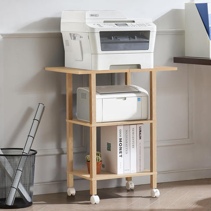 2 Tier Under Desk Printer Stand with Storage, White