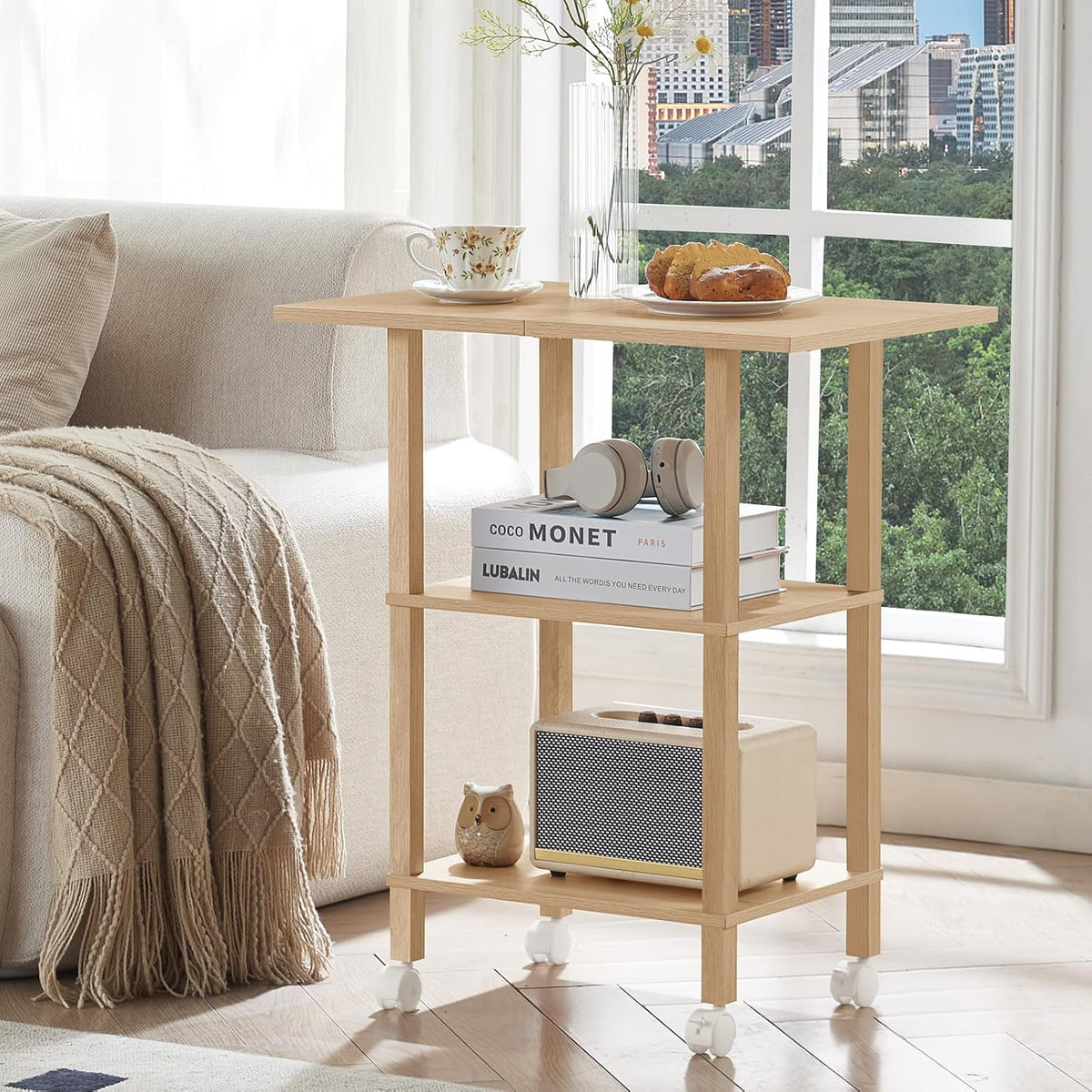 2 Tier Under Desk Printer Stand with Storage, White