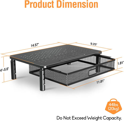 2 Pack Monitor Stand Riser with Metal Drawer, 3 Height Adjustable