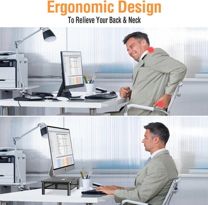 2 Pack Monitor Stand Riser with Metal Drawer, 3 Height Adjustable