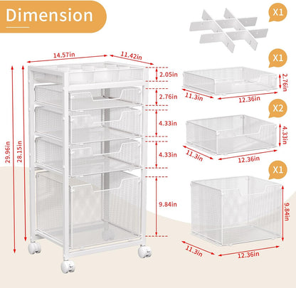 Rolling File Cart with 3 Storage Drawers, Under Desk Filing Cabinet with DIY Divider, Hanging File Folder Organizer on Wheels, Fits A4/Letter Size, Metal Utility Cart for Home Office, Black
