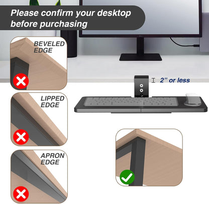 Large Under Desk Rotatable Computer Keyboard and Mouse Tray, Extra Sturdy Desk Swivel Clamp, Ergonomic Keyboard & Mouse Tray for Typing in Home, Office Work, 22.8” x 9.8”