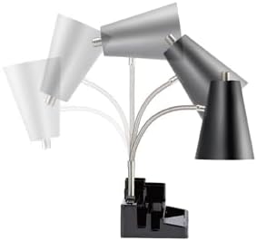 E26 Desk Lamp with 1 USB Charging Port and 1 AC Outlet, Organizer Base, Adjustable Neck, On/Off Switch, Modern Table Lamp for Reading, Working, Studying (White)
