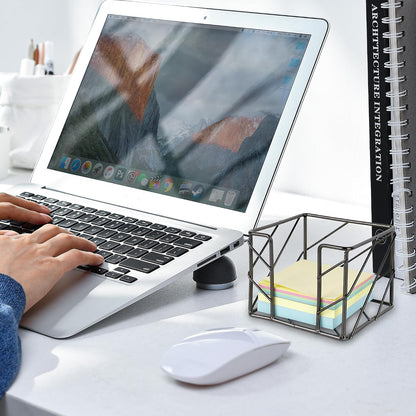 Rose Gold Geometric Sticky Note & Memo Cube Holder, Post Note Dispenser & Desk Organizer Metal Wire for Home, School, Office Supplies (Holder Only)