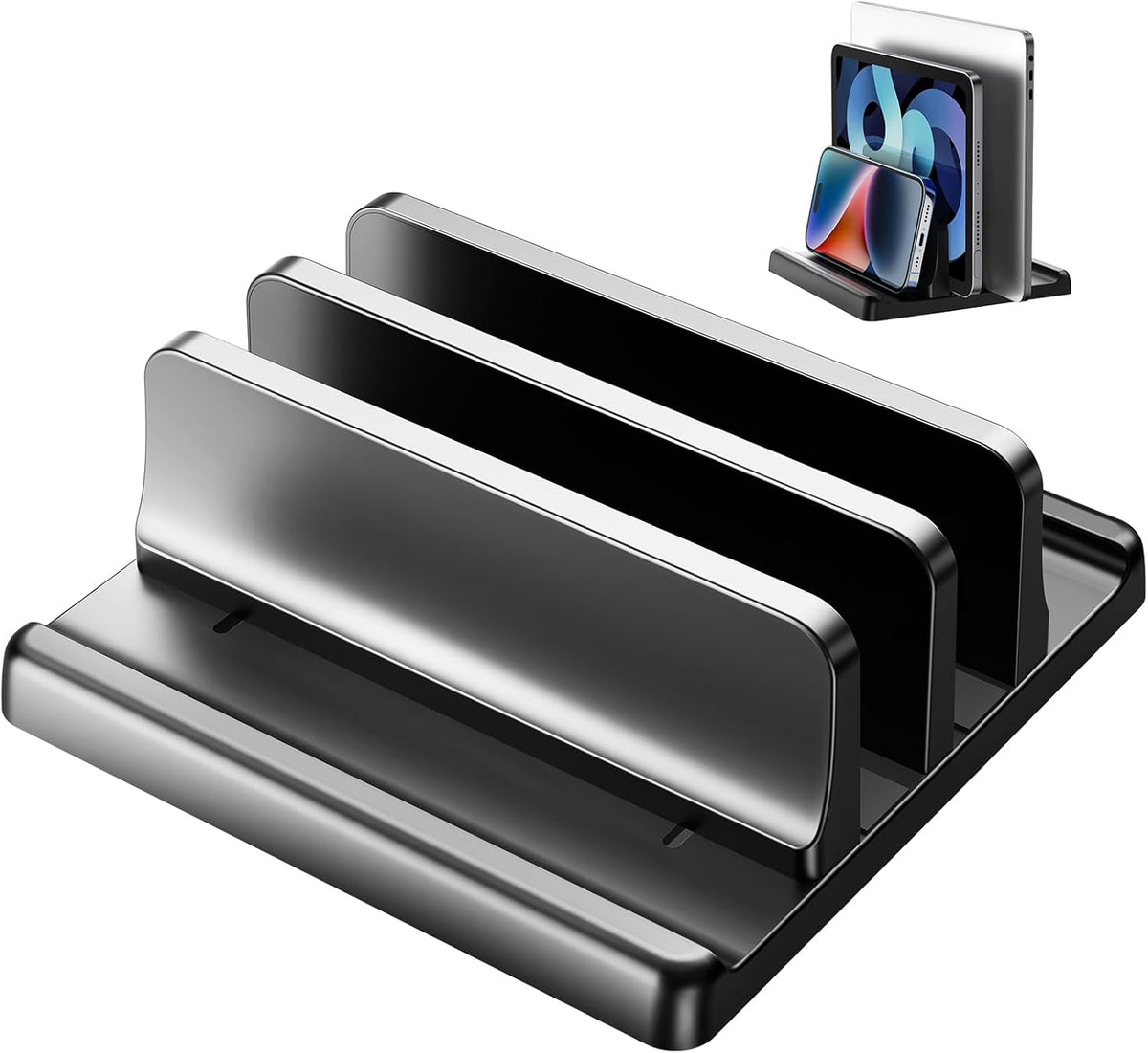 3 in 1 Vertical Laptop Stand Holder,Adjustable ABS Plastic Desktop Notebook Dock,Vertical Laptop Stand Space-Saving for All MacBook/Surface/Samsung/HP/Dell/Chrome Book
