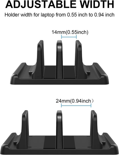 3 in 1 Vertical Laptop Stand Holder,Adjustable ABS Plastic Desktop Notebook Dock,Vertical Laptop Stand Space-Saving for All MacBook/Surface/Samsung/HP/Dell/Chrome Book