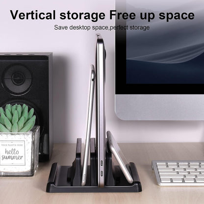 3 in 1 Vertical Laptop Stand Holder,Adjustable ABS Plastic Desktop Notebook Dock,Vertical Laptop Stand Space-Saving for All MacBook/Surface/Samsung/HP/Dell/Chrome Book