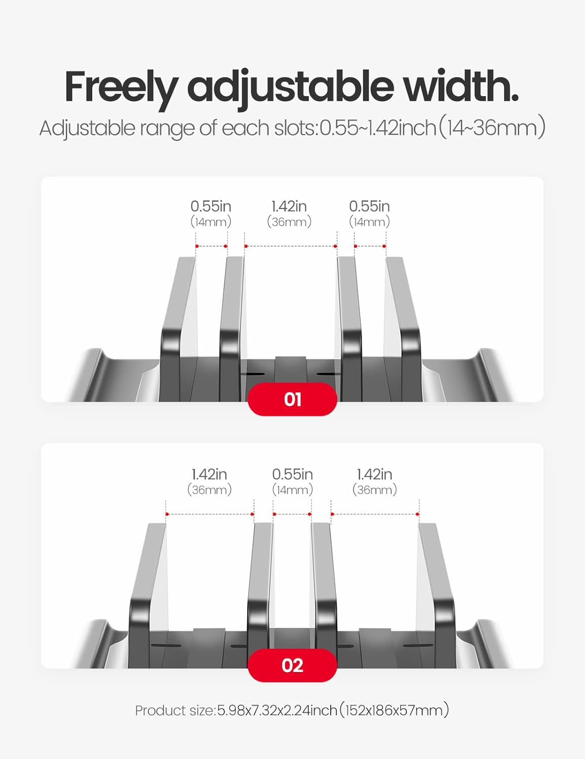 3 in 1 Vertical Laptop Stand Holder,Adjustable ABS Plastic Desktop Notebook Dock,Vertical Laptop Stand Space-Saving for All MacBook/Surface/Samsung/HP/Dell/Chrome Book